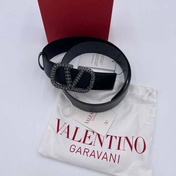 VALENTINO SIGNATURE VLOGO BELT WITH SWAROVSKI® CRYSTALS 85 - Picture 2 of 7
